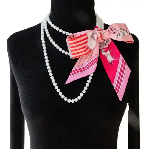 Silk Scarf & Ivory Beads